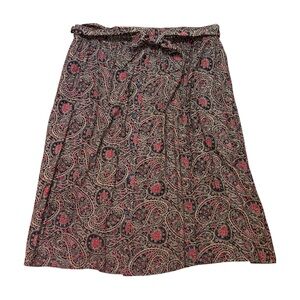 VINTAGE Paisley Button Front Waist Tie Skirt